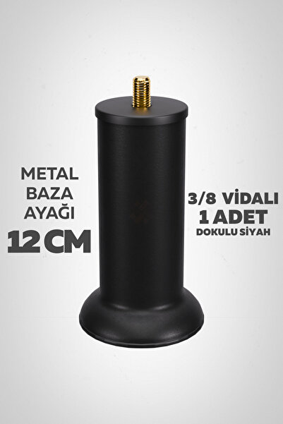 wooden lane studio Baza Ayağı 12 Cm 3/8 Vidalı Tekli Metal Siyah Yatak Mobily...