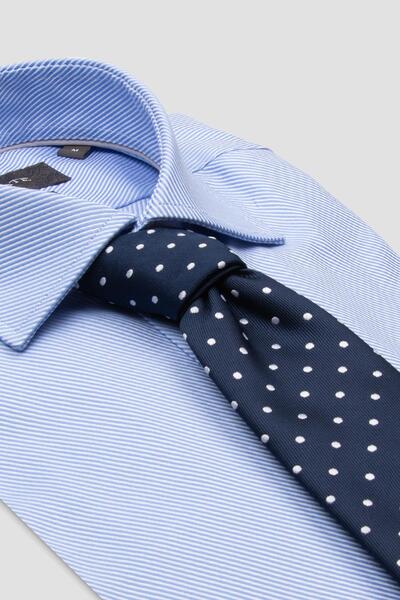 Abbate Ανδρικό ριγέ πουκάμισο Marco Dobby Cotton εφαρμοστό γαλάζιο κλασικό γιακά