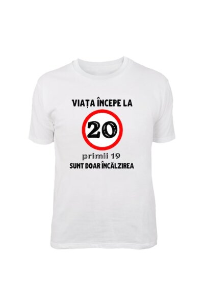 T&M Personalizare Tricou personalizat - Viața începe la 20 de ani, bumbac, S,...