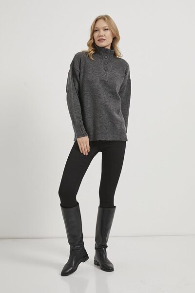 Arma Life Armalife 4786 collar sleeve button detailed knitwear women's sweater