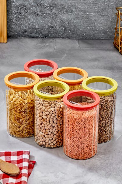 Cooker 6'Lı 1 Litre Cam Kapaklı Borosilikat Cam Saklama Kabı Baharat Kavanozu...