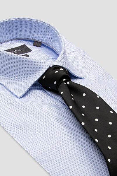 Abbate Мъжка риза с карета от памук с тънък крой и класически яка в светлосиньо от Marco Dobby