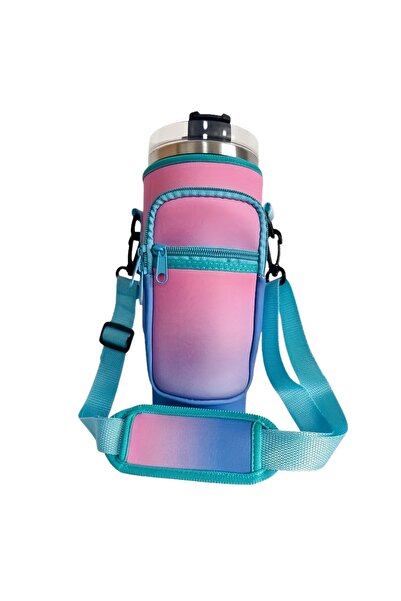 Store Quencher 1.18 Lt Thermos Case with Straw, Thermos Bag with Shoulder Strap, Case Bag with Zippered Pocket