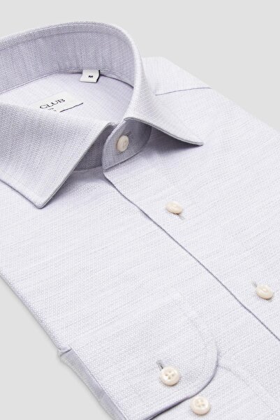 Abbate Bb Club Lima Armür Cotton Regular Fit Light Gray Classic Collar Men's Straight Shirt
