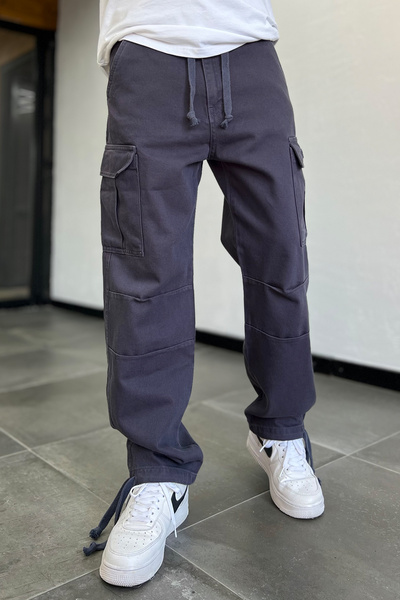 Denim Republic Men's Navy Blue Baggy Cargo Pants