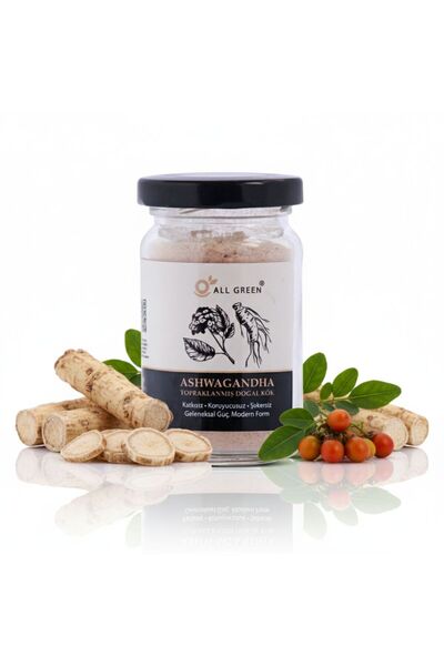 Allgreen ALL GREEN: Ashwagan.dha Hint Ginsengi Kök Tozu 50 g | %100 Doğal, Saf ve Yüksek Kaliteli