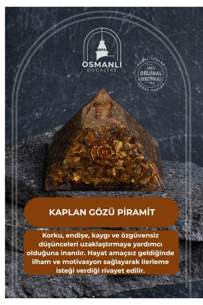 OSMANLI DOĞAL TAŞ Sertifikalı Kaplan Gözü Piramit