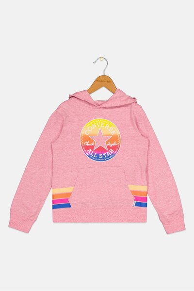 Converse Kids Girl Hooded Long Sleeves Brand Logo Sweatshirt, Pink