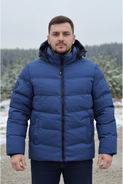 embody Jachetă groasă bărbătească cu glugă detașabilă, albastră 7961-2