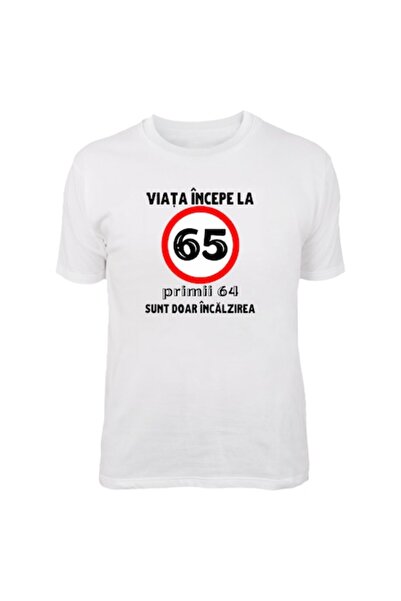 T&M Personalizare Tricou personalizat - Viața începe la 65 de ani, bumbac, M,...