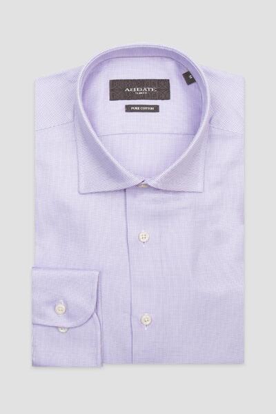 Abbate Ανδρικό καρό πουκάμισο Marco Dobby Cotton εφαρμοστό Purple Classic Collar
