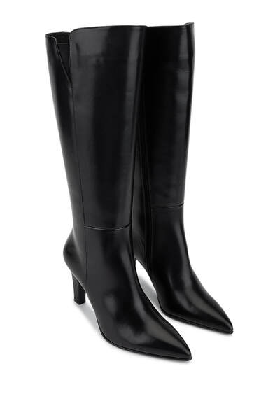 Tamer Tanca Women's Genuine Leather Black Leather Heeled Boots