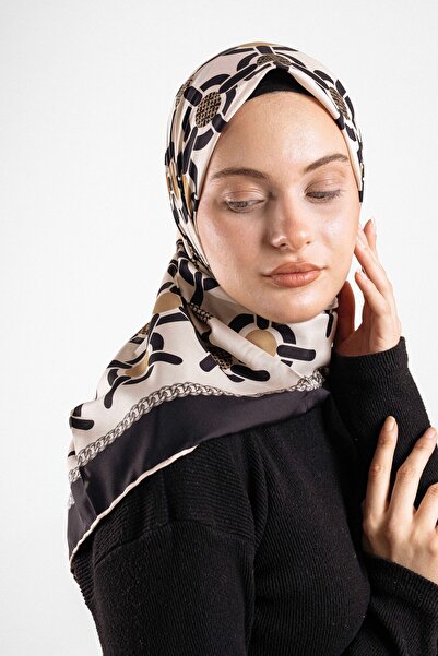 Akel Patterned Silky Alfa Silk Scarf – Soft Texture, Easy to Shape, 95X95 Women's Scarf