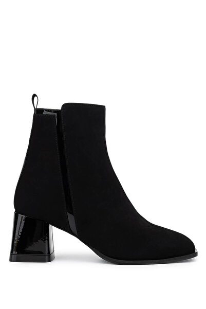 Tamer Tanca Kadın Hakiki Deri Siyah Süet Topuklu Bot