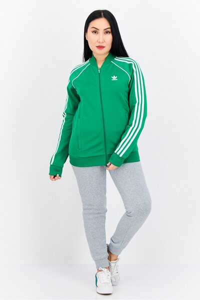 adidas Women Sportswear Fit Full Zip Long Sleeve Outdoor Sweatshirt, Green