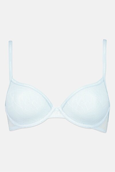 Calvin Klein Women Textured Lightly Padded Underwired Bra, Light Blue