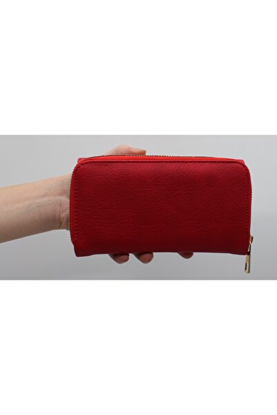 Bevitton Κόκκινο δερμάτινο μεγάλο γυναικείο πορτοφόλι με θήκη για κέρματα και πολλές θήκες για κάρτες 007