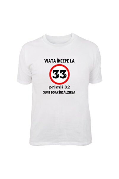 T&M Personalizare Tricou personalizat - Viața începe la 33 de ani, bumbac, M,...