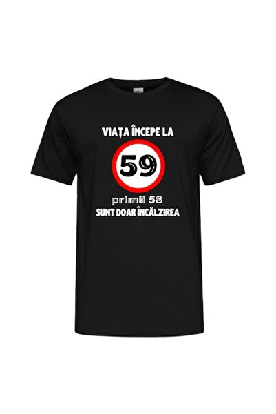 T&M Personalizare Tricou personalizat - Viața începe la 59 de ani, bumbac, M,...