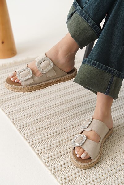 TRENDELLA Tyna Suede Beige Stone Women's Slippers