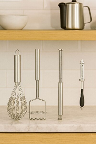 Arma House 4'lü Paslanmaz Çelik Çırpıcı & Soyacak & Patates Ezici & Balon Çır...