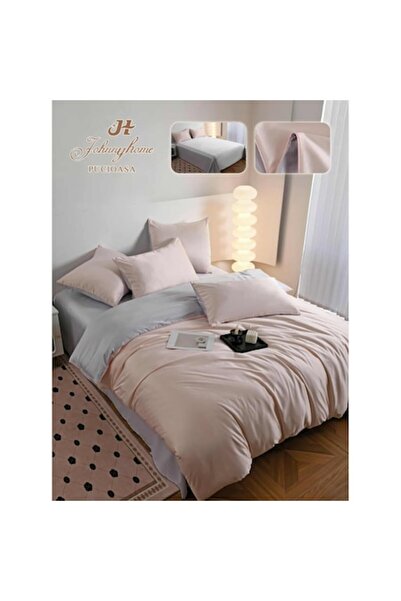 OEM Silk Double Bed Linen Set, 6 pcs, Bedsheet 230x245 cm, Pillowcases 50x70 & 70x70, Pale Pink