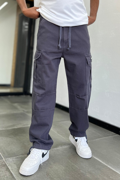 Denim Republic Men's Navy Blue Baggy Cargo Pants