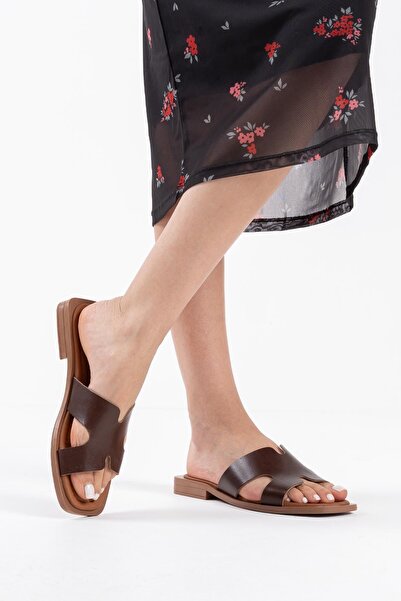 TRENDELLA Fergei Bitter Brown Genuine Leather Slippers