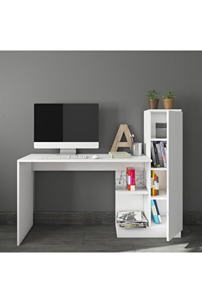 Remaks Tokyo Kapaklı Raflı Çalışma Masası - Beyaz