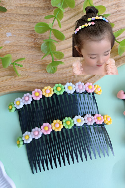 Nisankids Πολύχρωμη φιγούρα χτένας με αγκράφα για κορίτσια 2 τεμάχια