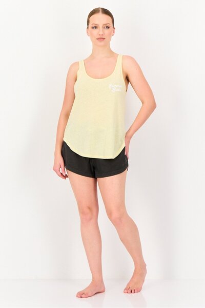 BİLLABONG Women U-Neck Graphic Print Sleeveless Top, Yellow