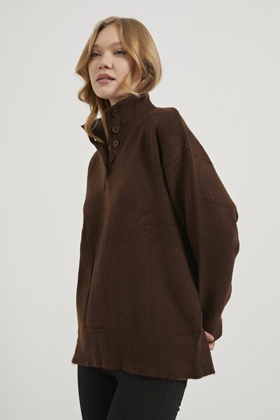 Arma Life Armalife 4786 collar sleeve button detailed knitwear women's sweater