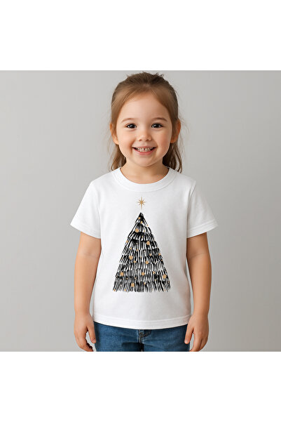 OEM Tricou Copii Fetite Christmas Tree Black 100%Bumbac
