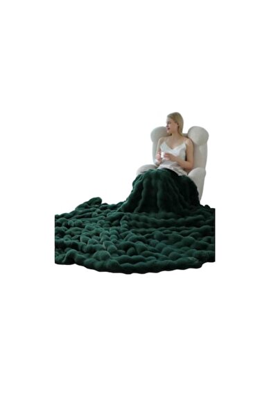 OEM Luxury Blanket 200×230 cm Artificial Fur with Zipper - Green