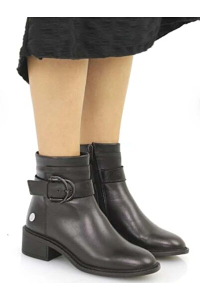 Mammamia KADIN BOT D25KB-8075-B KLASİK BOT - SONBAHAR - KIŞ - TOKA DETAYLI - SİYAH