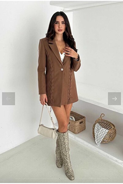 Butik Şenel Bird's Eye Detailed Short Cashmere Coat