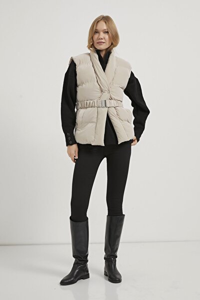 Arma Life Armalife 60547 Belt-Detail Pocketed K Double-Breasted Collar Women's Vest