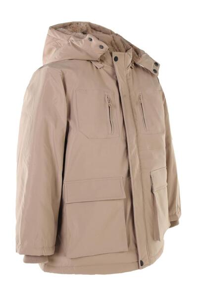 Civil Boys Parka with Sleeve Pockets 10-13 Years Old Coat - Beige 13-14 Years Old