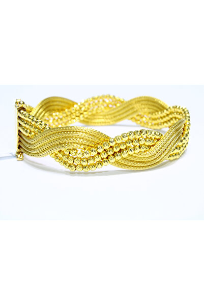 REDMOON GOLD 14 Ayar Altın Sarmal Dorikalı Hasır Kelepçe Bilezik 24.65 GR