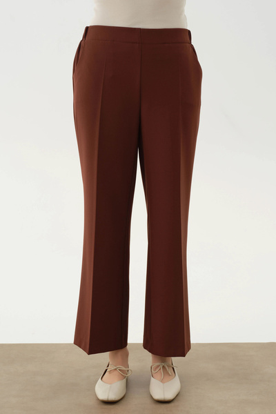Tuğba Beli Lastikli Culotte Pantolon - Kahve