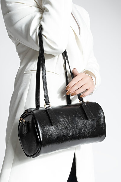 Marjin Kadın Fermuar Kapama El ve Omuz Çantası Zeton Siyah