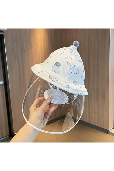 Flippy Dalip Baby Protective Hat, Blue Cloud Print, Fisherman Style, Mask & Zipper, 42 cm (0-3 mo)