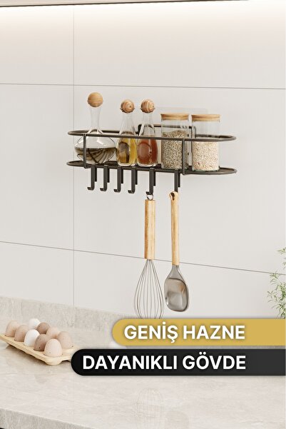 Bino Mutfak Rafı Baharatlık Düzenleyici Organizer Yapışkanlı Kancalı Tasarım 6 ADET HEDİYE KANCA