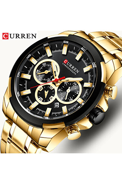 Curren Men's Watch Chronograph Analog Multifunctional Casual Fashion Gold