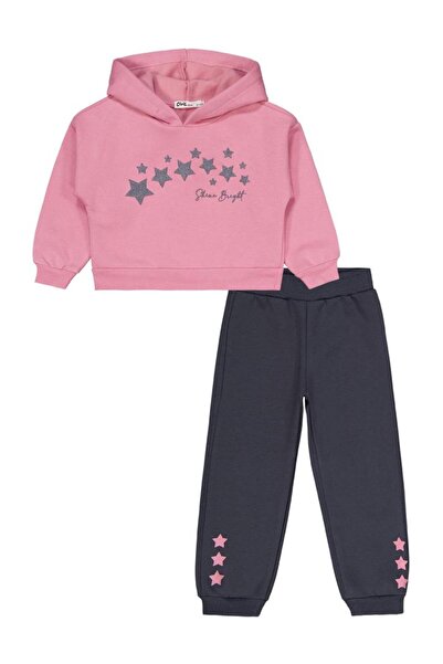 Civil Girls Yıldızlar Printed 2-5 Years Old Tracksuit Set - Pink 4-5 Years Old