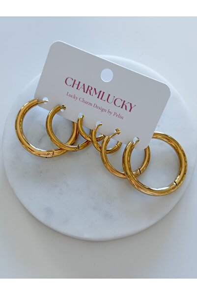 CHARMLUCKY Steel 6-Piece Basic Hoop Earring Set