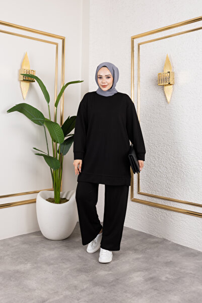 HİRA LİFE FASHİON Ženski komplet sa okruglim izrezom, jednostavan, od češljan...