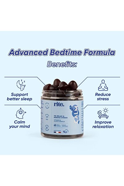 RITE SITE rite. CALM Vegan Vitamin Gummies, 60 Count, Natural Berries Flavor