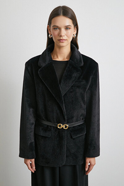 Never more Belted Thai Flock Jacket Black