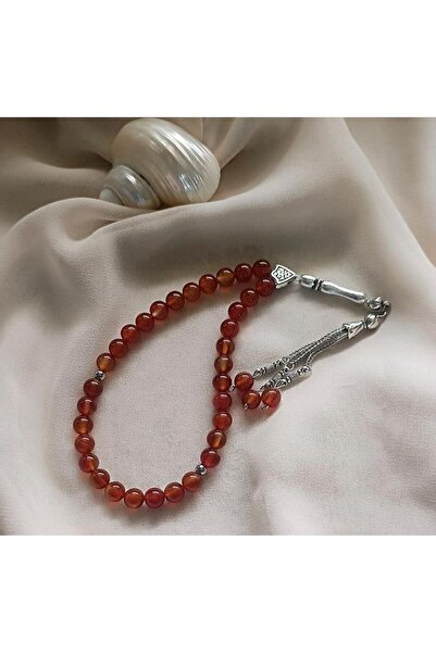 Hd Marketim سبحة 33 حبة 08 مم من حجر العقيق الطبيعي الساروني